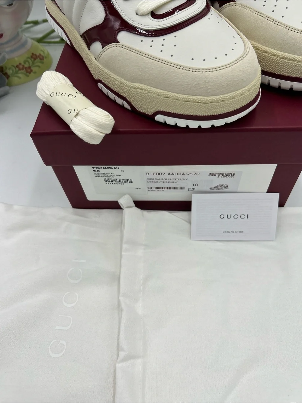 Men's Gucci re-Web leather sneakers with red accents size 10 fits 10.5 US